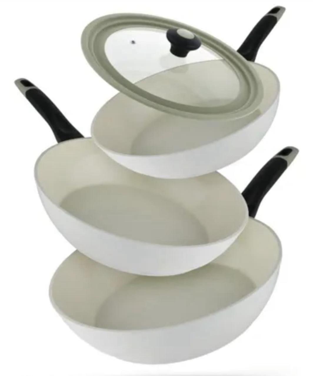 Set de sartenes ceramicos blancos