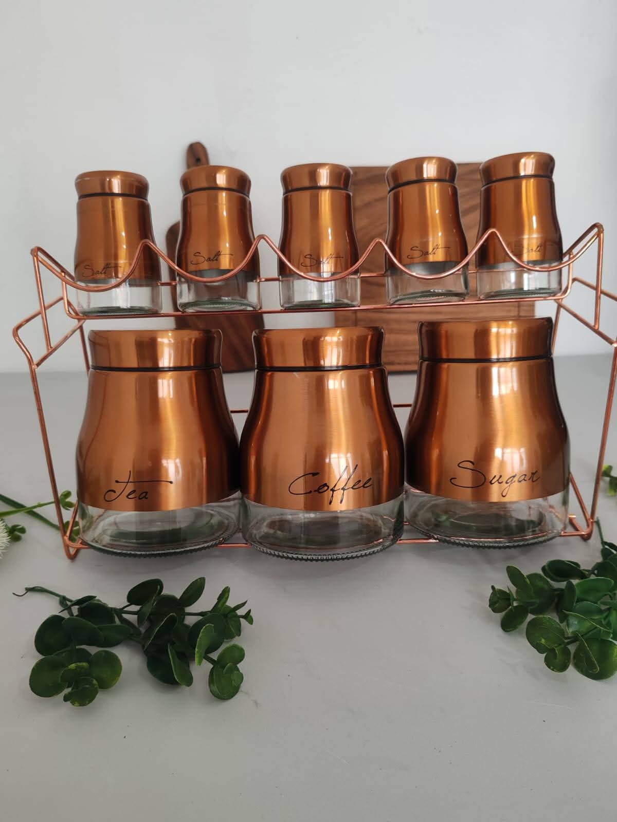 Set de especieros cobre con base