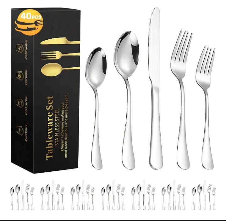 Set de cubiertos de acero 40 piezas