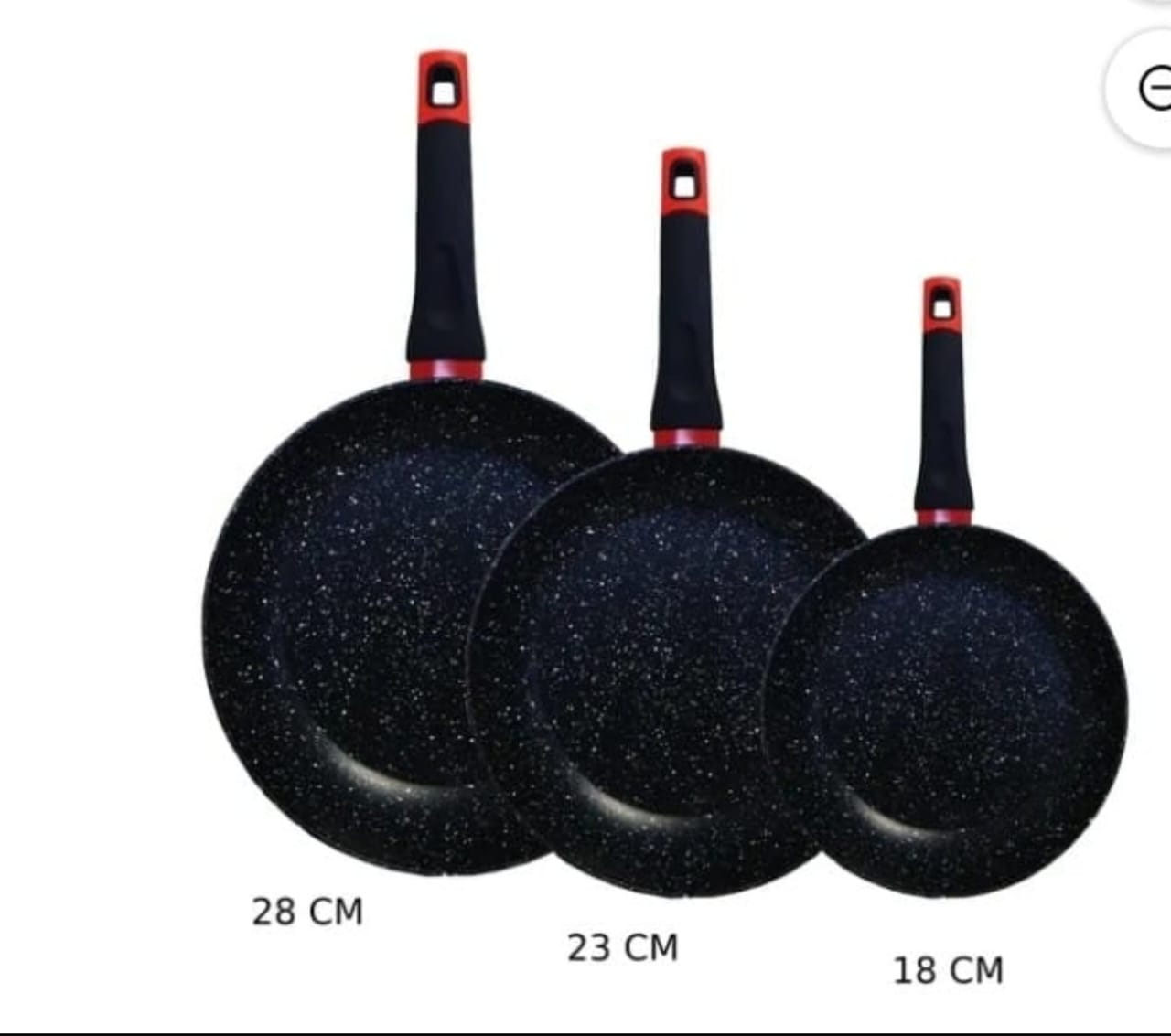 Juego de sartenes negros 18, 23 y 28 cm